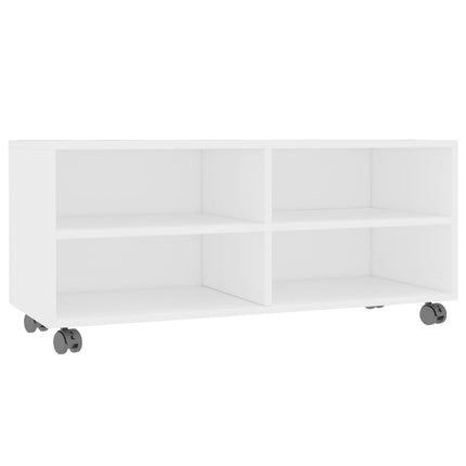 Tv-bänk med hjul vit 90x35x35 cm konstruerat trä