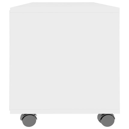 Tv-bänk med hjul vit 90x35x35 cm konstruerat trä