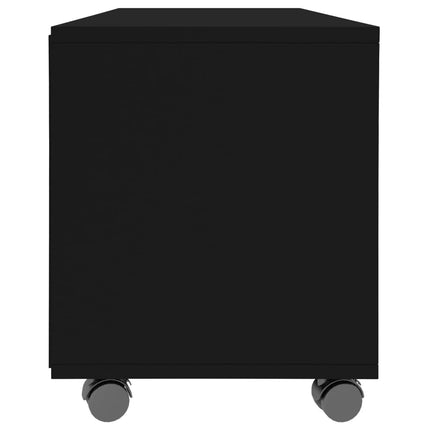 Tv-bänk med hjul svart 90x35x35 cm konstruerat trä