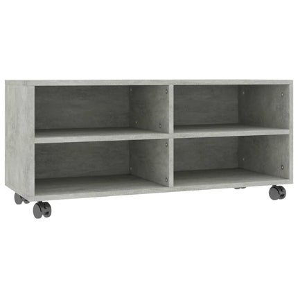 Tv-bänk med hjul betonggrå 90x35x35 cm konstruerat trä