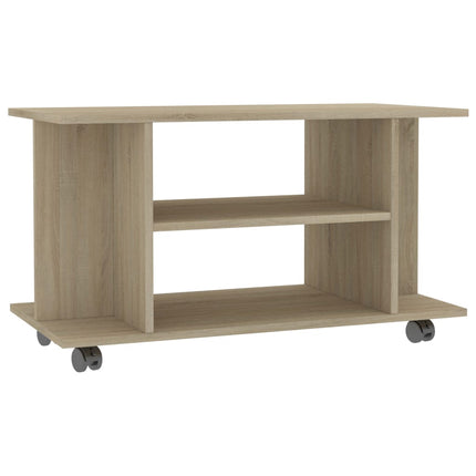 Tv-bänk med hjul sonoma ek 80x40x45 cm konstruerat trä