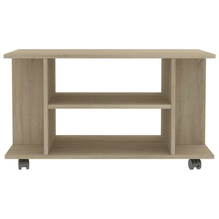 Tv-bänk med hjul sonoma ek 80x40x45 cm konstruerat trä