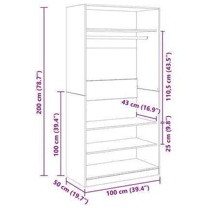 Garderob vit 100x50x200 cm konstruerat trä