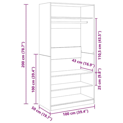 Garderob sonoma-ek 100x50x200 cm konstruerat trä