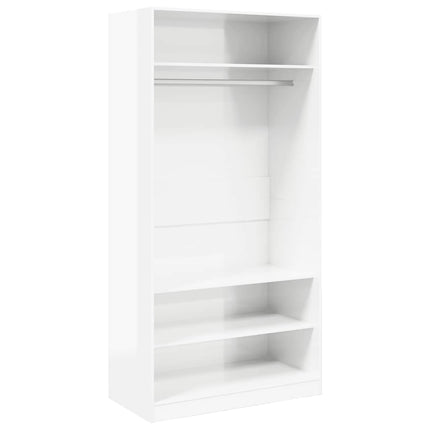 Garderob högglans vit 100x50x200 cm konstruerat trä