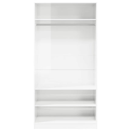 Garderob högglans vit 100x50x200 cm konstruerat trä