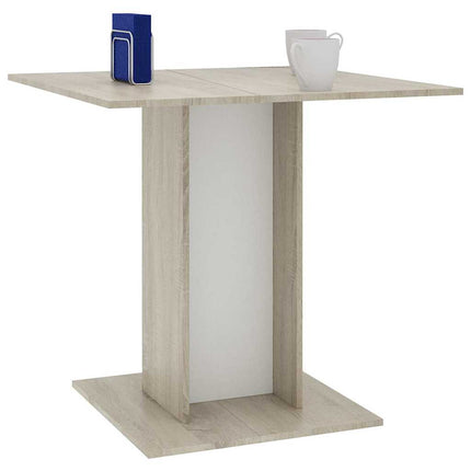 Matbord vit och sonoma-ek 80x80x75 cm konstruerat trä