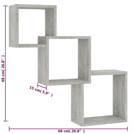 Kubhyllor betonggrå 84,5x15x27 cm konstruerat trä
