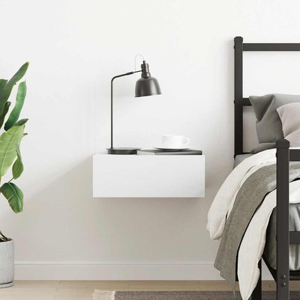 Svävande sängbord vit 40x30x15 cm konstruerat trä