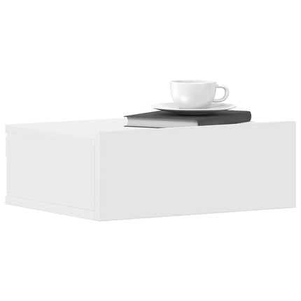 Svävande sängbord vit 40x30x15 cm konstruerat trä