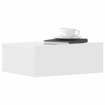 Svävande sängbord 2 st vit 40x30x15 cm konstruerat trä