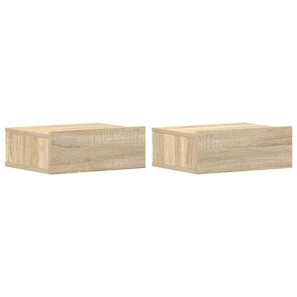 Svävande sängbord 2 st sonoma-ek 40x30x15 cm konstruerat trä