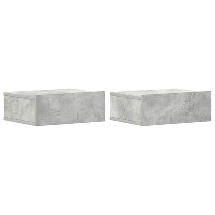Svävande sängbord 2 st betonggrå 40x30x15 cm konstruerat trä