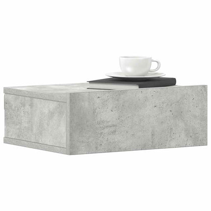 Svävande sängbord 2 st betonggrå 40x30x15 cm konstruerat trä