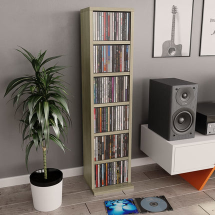 CD-hylla sonoma-ek 21x20x88 cm konstruerat trä