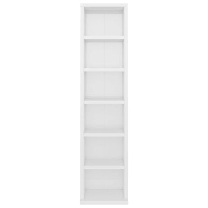 CD-hylla vit högglans 21x20x88 cm konstruerat trä