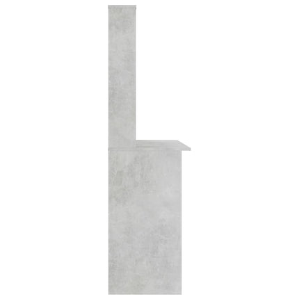 Skrivbord med hyllor betonggrå 110x45x157 cm konstruerat trä