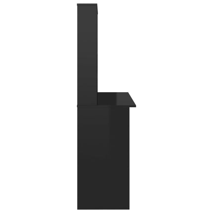 Skrivbord med hyllor svart högglans110x45x157cm konstruerat trä
