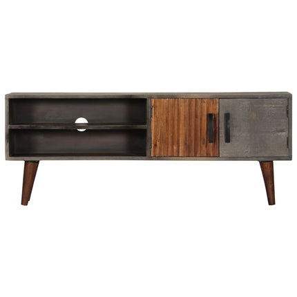 TV-bänk grå 130x30x46 cm massivt grovt mangoträ
