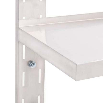 Svävande vägghylla 2 plan rostfritt stål 100x30 cm