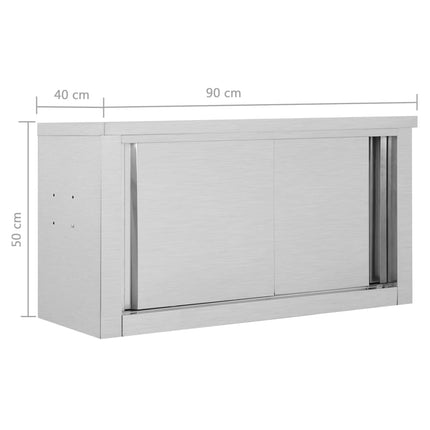 Köksskåp med skjutdörrar 90x40x50 cm rostfritt stål
