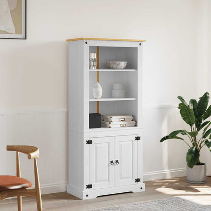 Bokhylla i mexikansk coronastil furu vit 80x40x170 cm