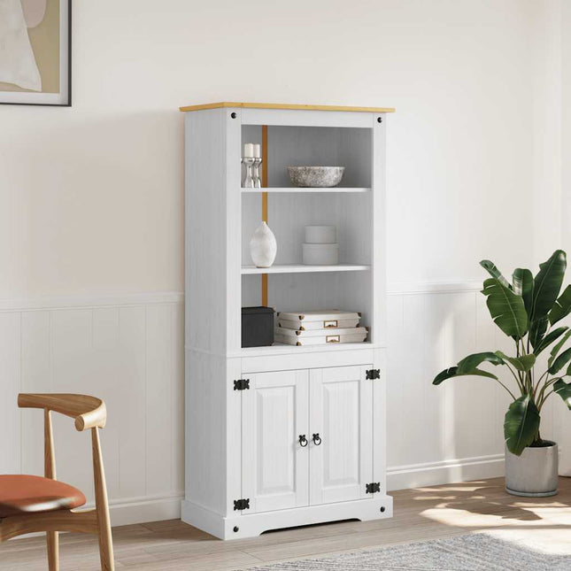Bokhylla i mexikansk coronastil furu vit 80x40x170 cm