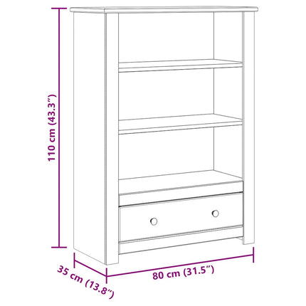 Bokhylla 80x35x110 cm massiv furu panama