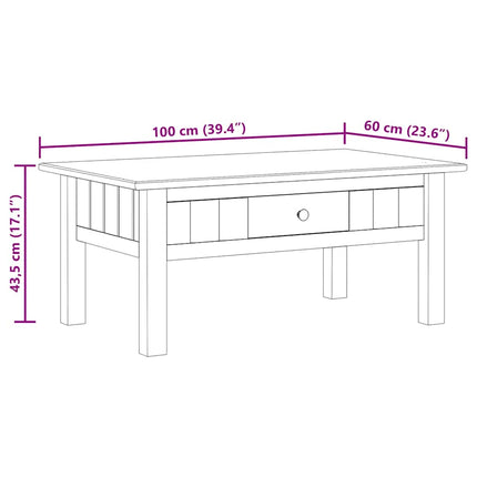 Soffbord grå 100x60x43,5 cm massiv furu panama