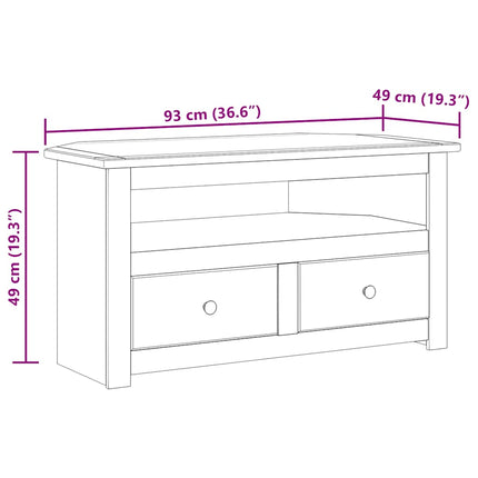 TV-bänk hörn 93x49x49 cm massiv furu panama