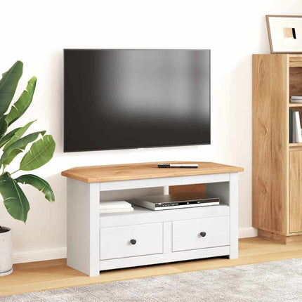 TV-bänk hörn vit 93x49x49 cm massiv furu panama