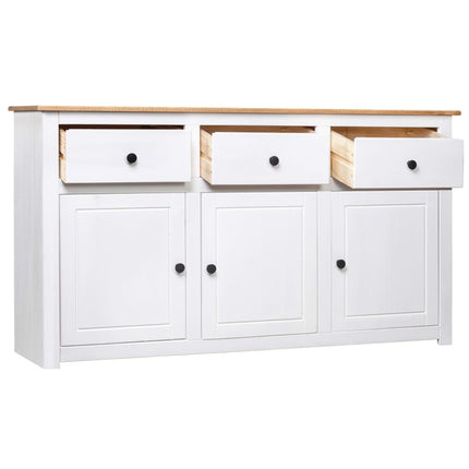 Skänk vit 135x40x80 cm massiv furu panama