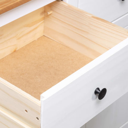 Skänk vit 135x40x80 cm massiv furu panama