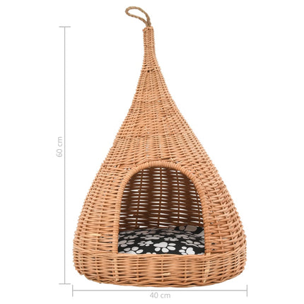 Kattkoja med dyna 40x60 cm naturlig pil tipi