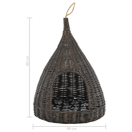 Kattkoja med dyna grå 40x60 cm naturlig pil tipi