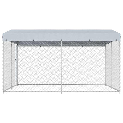 Hundkennel med tak för utomhusbruk 382x382x225 cm