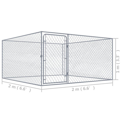 Hundgård för utomhusbruk galvaniserat stål 2x2x1 m