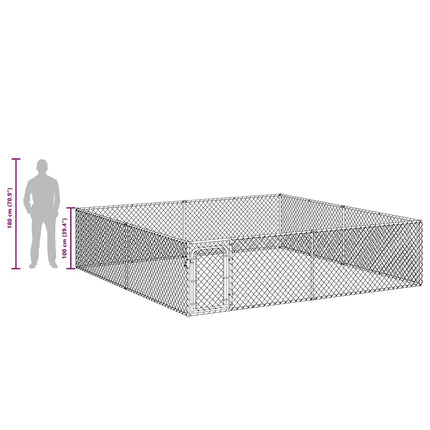 Hundgård för utomhusbruk galvaniserat stål 4x4x1 m