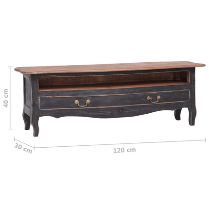 Tv-bänk 120x30x40 cm svart massivt mahognyträ
