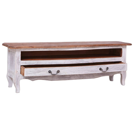 Tv-bänk 120x30x40 cm vit massivt mahognyträ