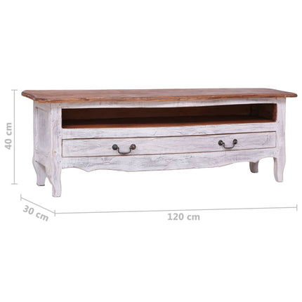 Tv-bänk 120x30x40 cm vit massivt mahognyträ