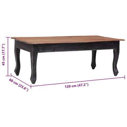 Soffbord svart 120x60x45 cm massiv mahogny