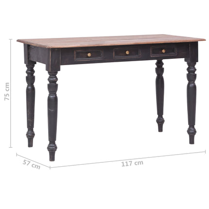 Skrivbord med 3 lådor 117x57x75 cm massiv mahogny