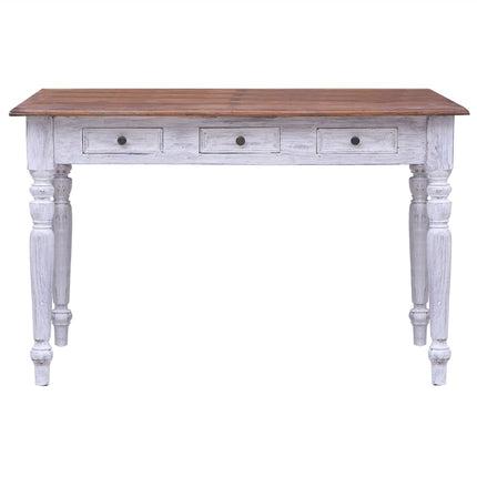 Skrivbord med lådor vit 117x57x75 cm massivt mahognyträ