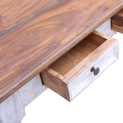 Skrivbord med lådor vit 117x57x75 cm massivt mahognyträ