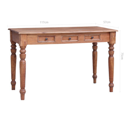 Skrivbord med lådor 117x57x75 cm massivt mahognyträ