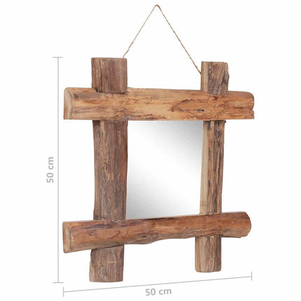 Spegel naturfärgad 50x50 cm återvunnen teak