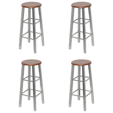 Barstolar 4 st silver och brun MDF