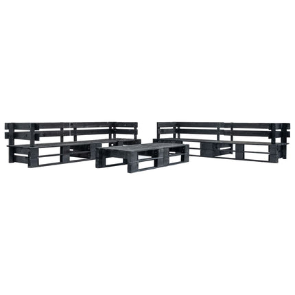 Pallsoffa 6 delar svart trä