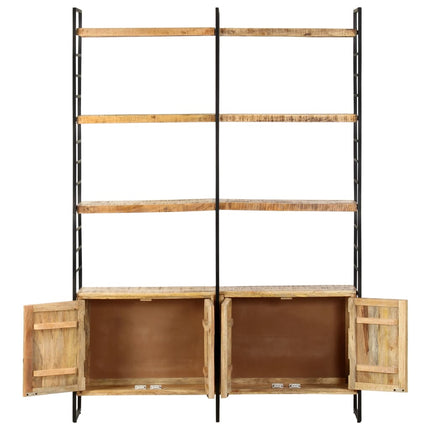 Bokhylla med 4 hyllplan 124x30x180 cm grovt mangoträ